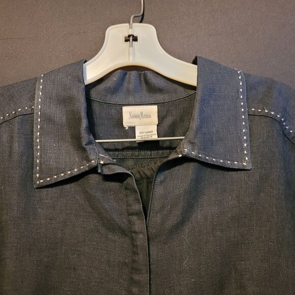 Vintage Neiman Marcus Linen Outfit Black Large 2 Pieces Women - Picture 6 of 14